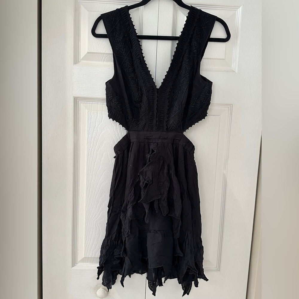 Free People Cut Out Mini Dress With Ruffles